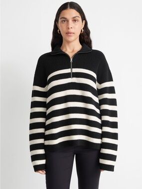 & OTHER STORIES Striped Half-Zip Sweater. Size S.